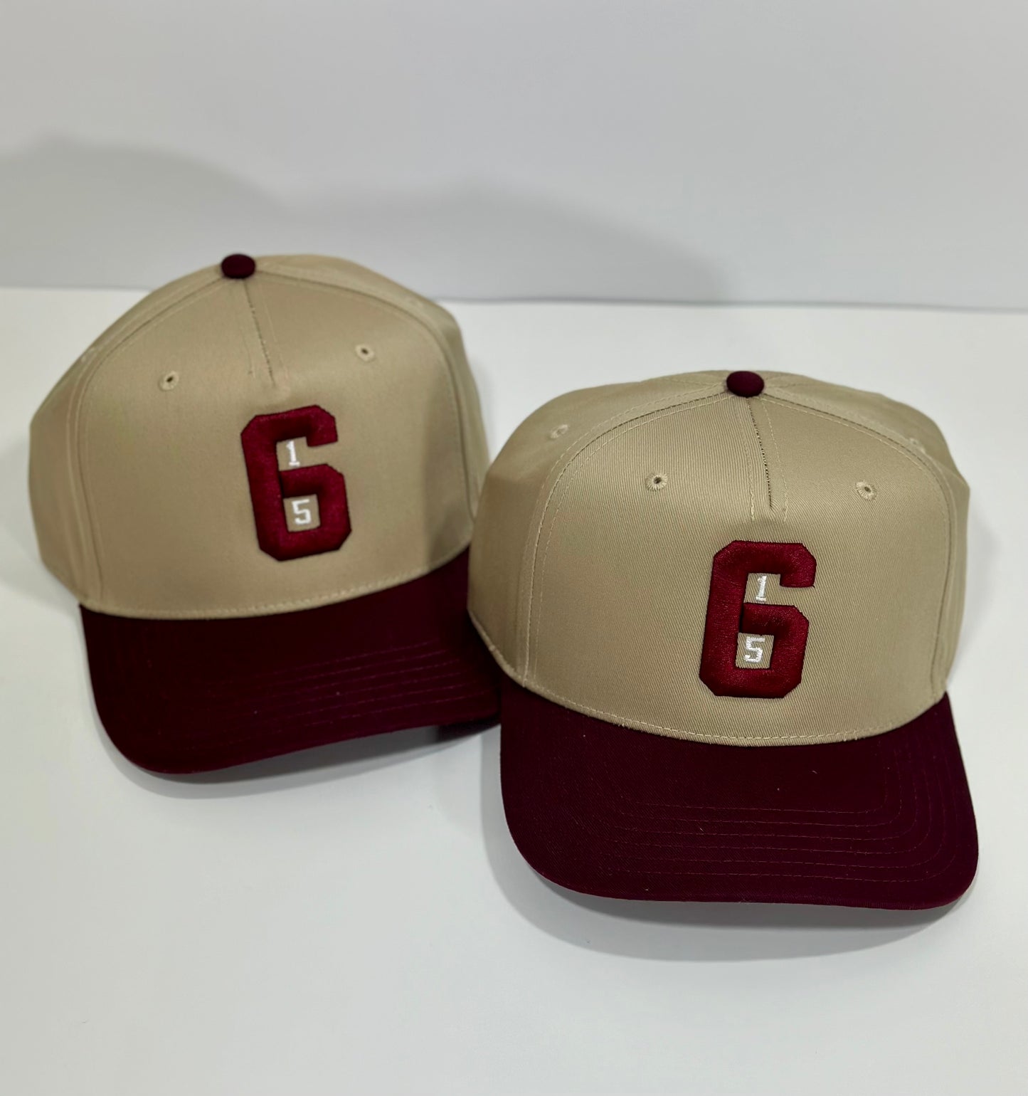 615 Khaki and Maroon SnapBack hat