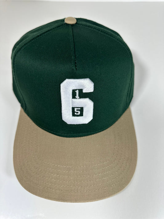 615 Green White & Brown Snapback Hat