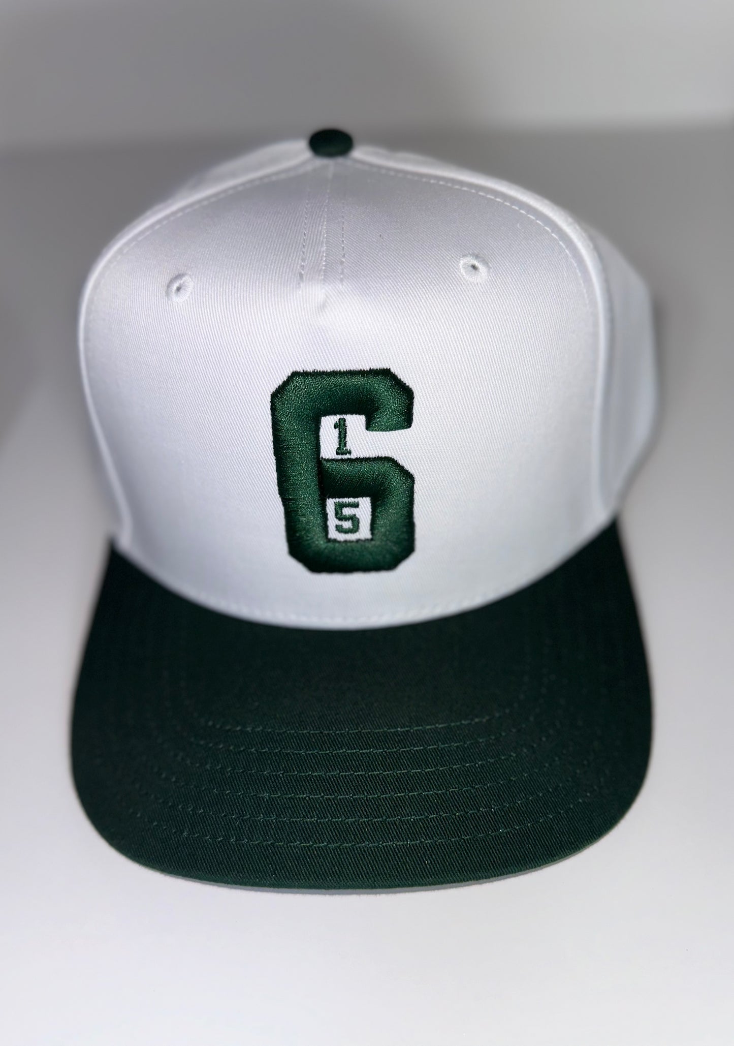 615 White and Green Snapback Hat