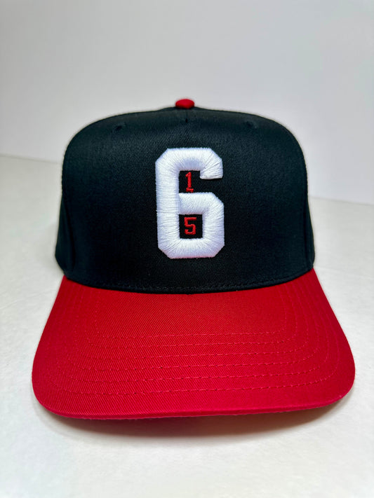 615 Black White & Red Snapback Hat