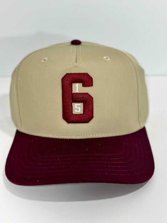 615 Khaki and Maroon SnapBack hat