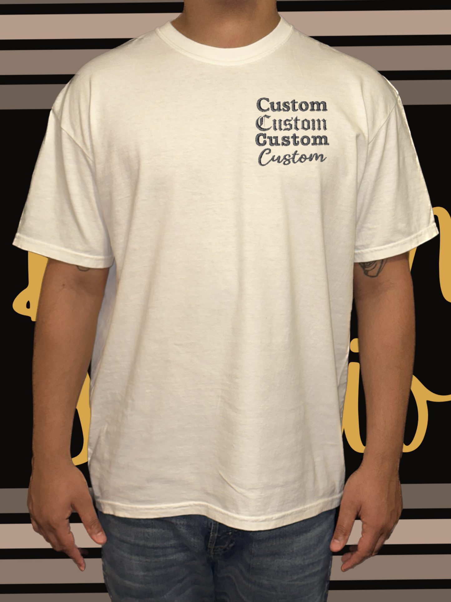 CUSTOM T-SHIRT POCKET SIZE TEXT DESIGNS